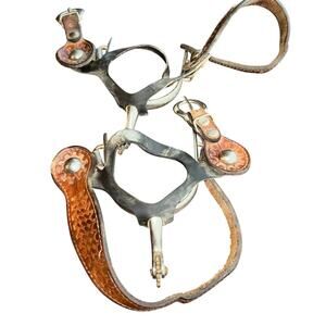 Vintage Weaver cavalry or western spurs with leather straps